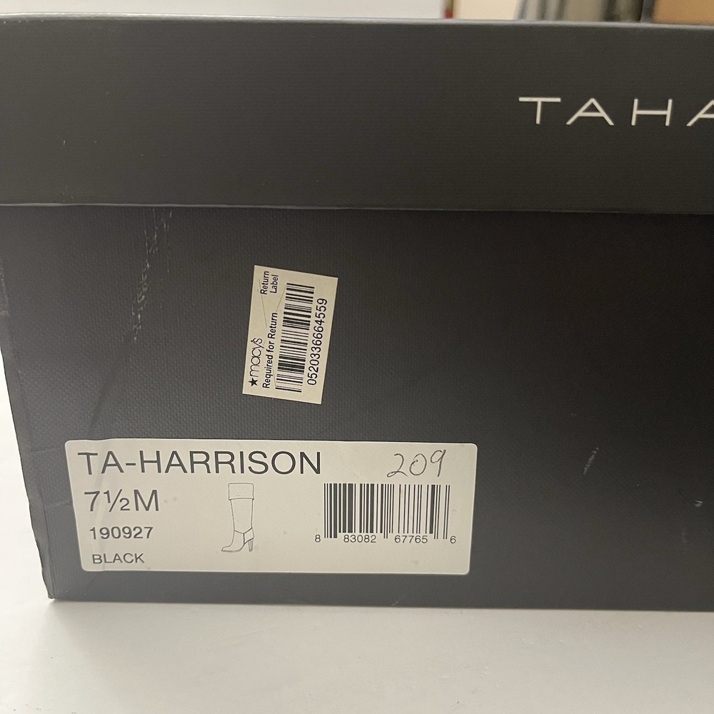 Tahari Harrison Black Suede‎ Knee High Boots Heel Round Toe Womens 7.5 NEW - Picture 7 of 8